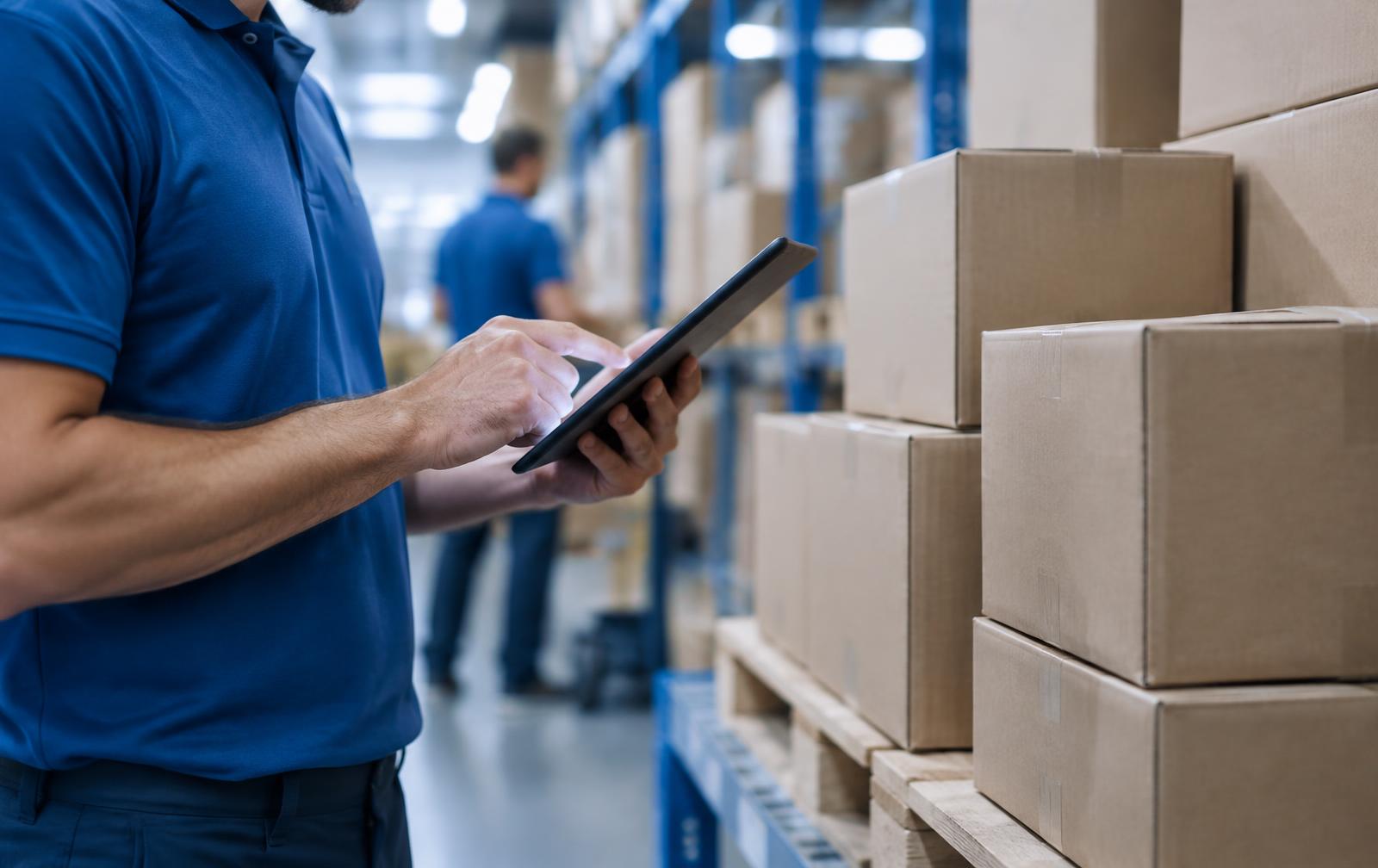 Colaboradores separando caixas e produtos dos porta-paletes